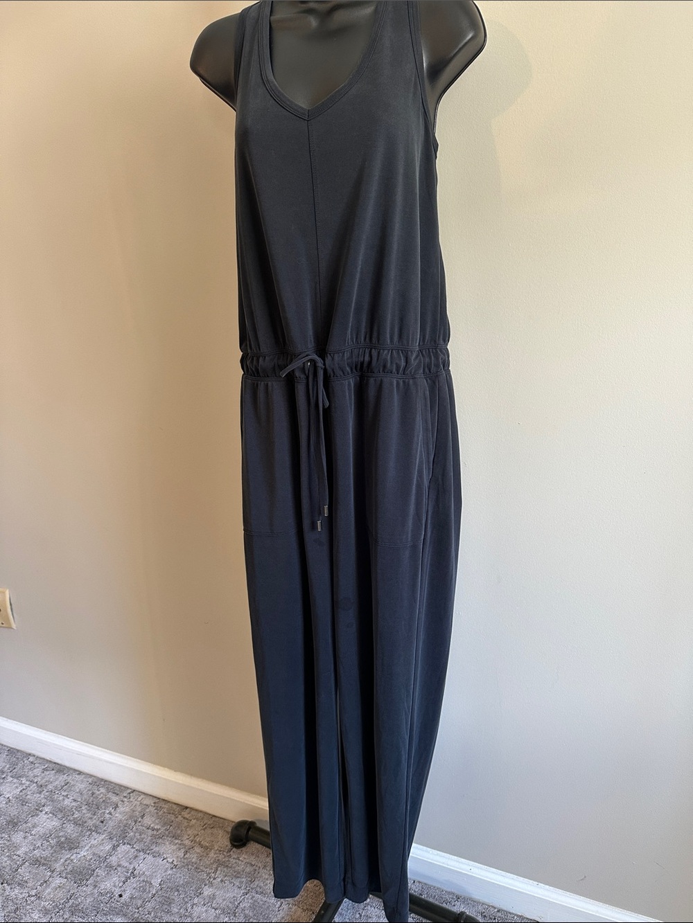 LOFT Lou & Grey Super Soft ♥️ Black Tank Jumpsuit with Drawstring Waist